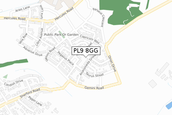 PL9 8GG map - large scale - OS Open Zoomstack (Ordnance Survey)