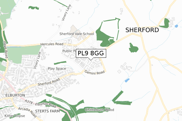 PL9 8GG map - small scale - OS Open Zoomstack (Ordnance Survey)