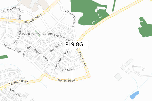 PL9 8GL map - large scale - OS Open Zoomstack (Ordnance Survey)