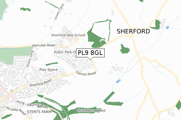 PL9 8GL map - small scale - OS Open Zoomstack (Ordnance Survey)