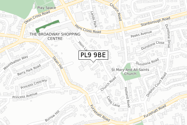 PL9 9BE map - large scale - OS Open Zoomstack (Ordnance Survey)