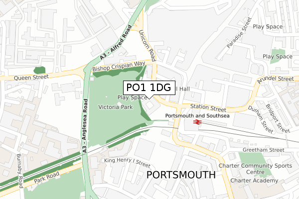 PO1 1DG map - large scale - OS Open Zoomstack (Ordnance Survey)