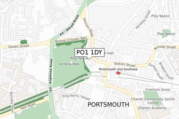 PO1 1DY map - large scale - OS Open Zoomstack (Ordnance Survey)