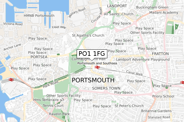 PO1 1FG map - small scale - OS Open Zoomstack (Ordnance Survey)