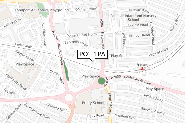 PO1 1PA map - large scale - OS Open Zoomstack (Ordnance Survey)