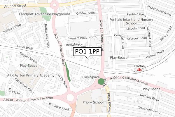 PO1 1PP map - large scale - OS Open Zoomstack (Ordnance Survey)