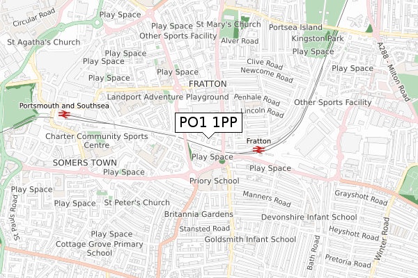 PO1 1PP map - small scale - OS Open Zoomstack (Ordnance Survey)