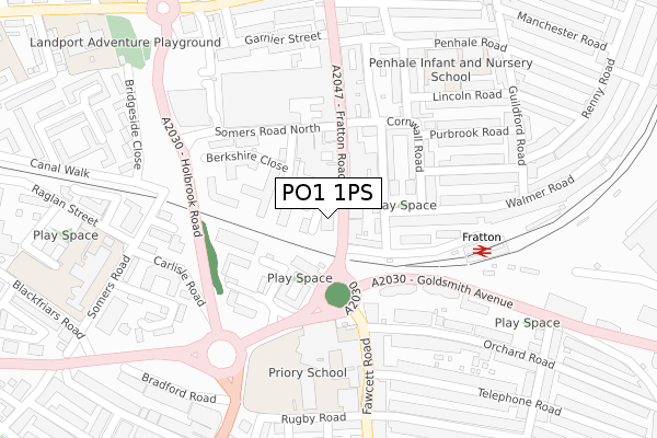 PO1 1PS map - large scale - OS Open Zoomstack (Ordnance Survey)