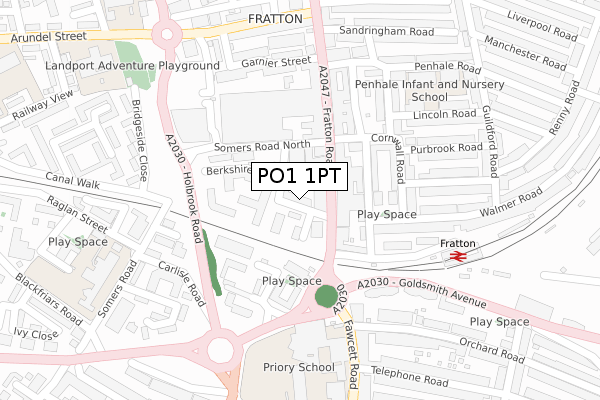 PO1 1PT map - large scale - OS Open Zoomstack (Ordnance Survey)