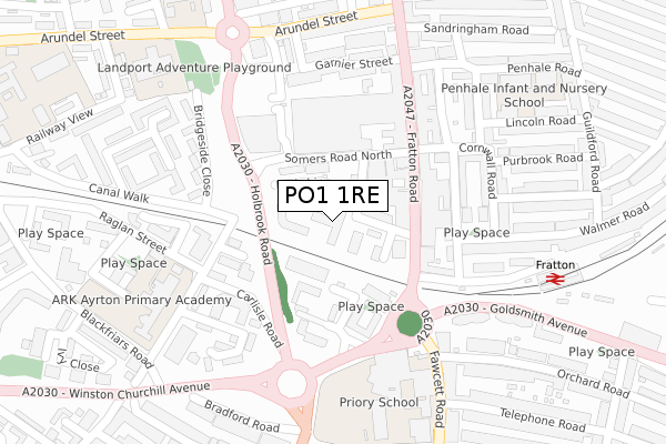 PO1 1RE map - large scale - OS Open Zoomstack (Ordnance Survey)