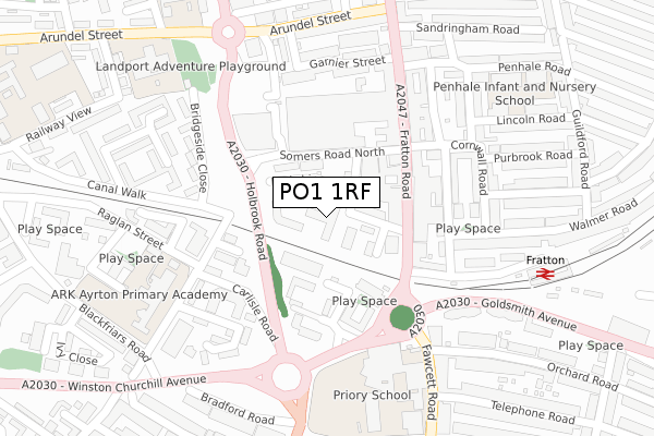 PO1 1RF map - large scale - OS Open Zoomstack (Ordnance Survey)