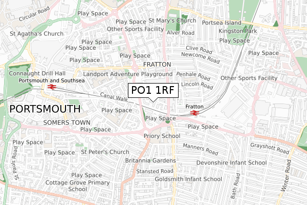 PO1 1RF map - small scale - OS Open Zoomstack (Ordnance Survey)