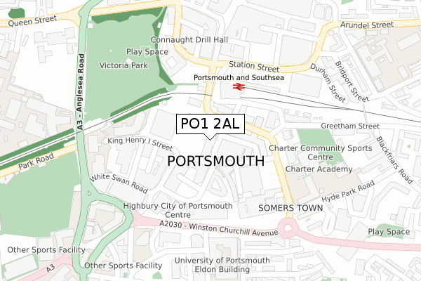 PO1 2AL map - large scale - OS Open Zoomstack (Ordnance Survey)