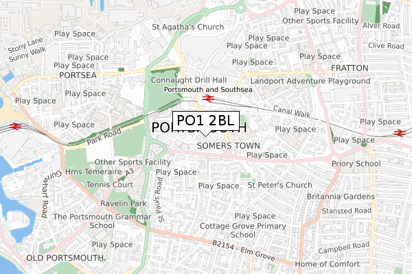 PO1 2BL map - small scale - OS Open Zoomstack (Ordnance Survey)