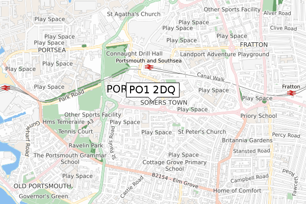 PO1 2DQ map - small scale - OS Open Zoomstack (Ordnance Survey)