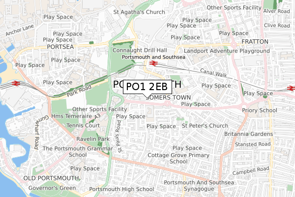 PO1 2EB map - small scale - OS Open Zoomstack (Ordnance Survey)