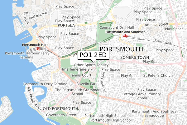 PO1 2ED map - small scale - OS Open Zoomstack (Ordnance Survey)