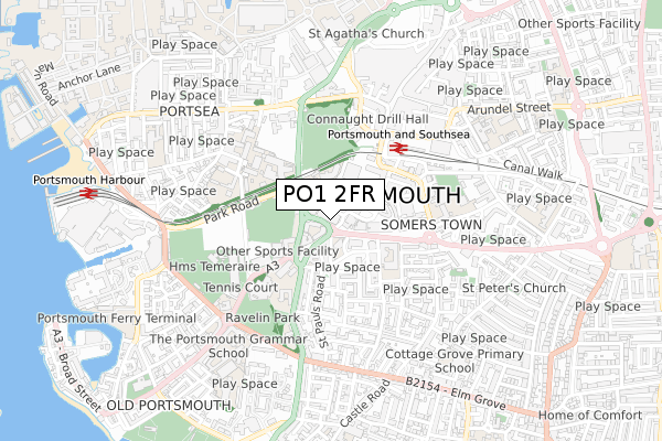 PO1 2FR map - small scale - OS Open Zoomstack (Ordnance Survey)