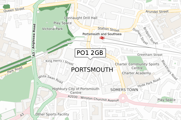 PO1 2GB map - large scale - OS Open Zoomstack (Ordnance Survey)