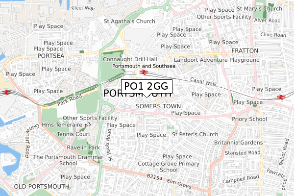 PO1 2GG map - small scale - OS Open Zoomstack (Ordnance Survey)