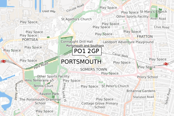 PO1 2GP map - small scale - OS Open Zoomstack (Ordnance Survey)