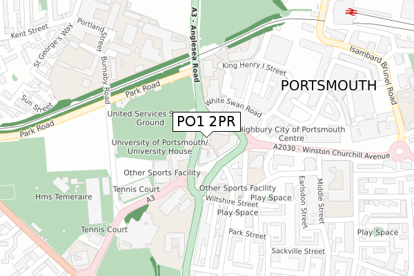 PO1 2PR map - large scale - OS Open Zoomstack (Ordnance Survey)