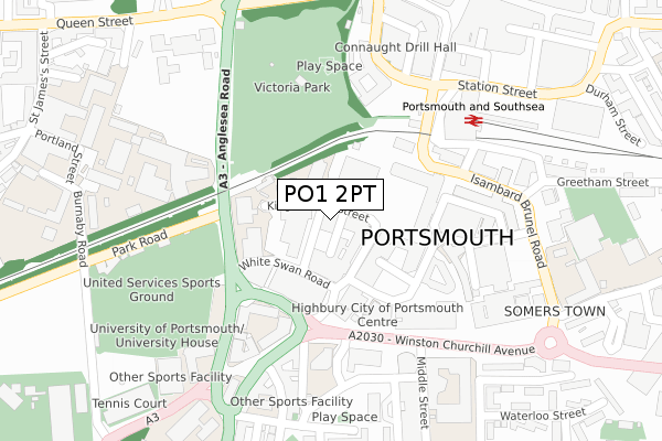 PO1 2PT map - large scale - OS Open Zoomstack (Ordnance Survey)