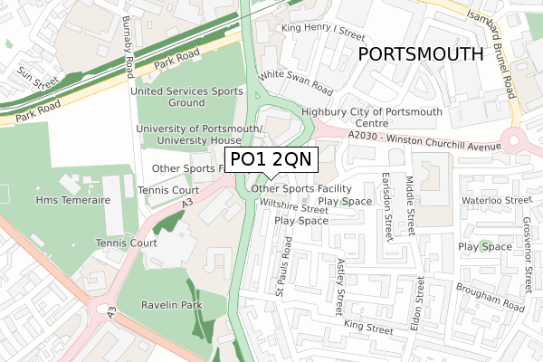 PO1 2QN map - large scale - OS Open Zoomstack (Ordnance Survey)