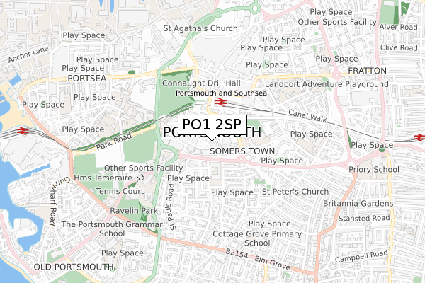 PO1 2SP map - small scale - OS Open Zoomstack (Ordnance Survey)