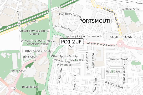 PO1 2UP map - large scale - OS Open Zoomstack (Ordnance Survey)