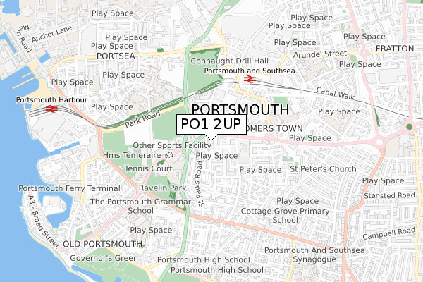 PO1 2UP map - small scale - OS Open Zoomstack (Ordnance Survey)