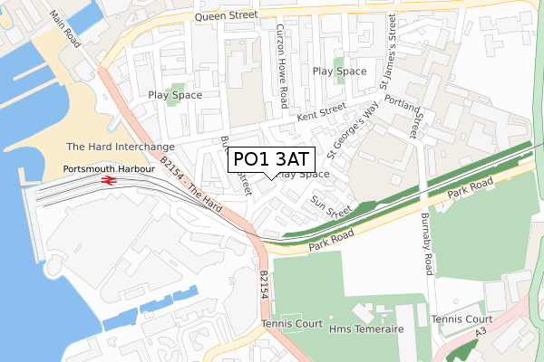 PO1 3AT map - large scale - OS Open Zoomstack (Ordnance Survey)