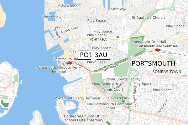 PO1 3AU map - small scale - OS Open Zoomstack (Ordnance Survey)