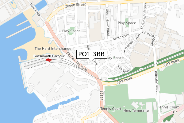 PO1 3BB map - large scale - OS Open Zoomstack (Ordnance Survey)