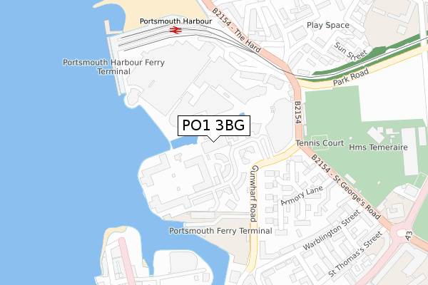 PO1 3BG map - large scale - OS Open Zoomstack (Ordnance Survey)