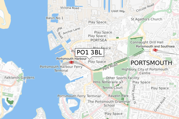 PO1 3BL map - small scale - OS Open Zoomstack (Ordnance Survey)