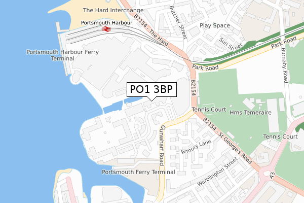 PO1 3BP map - large scale - OS Open Zoomstack (Ordnance Survey)