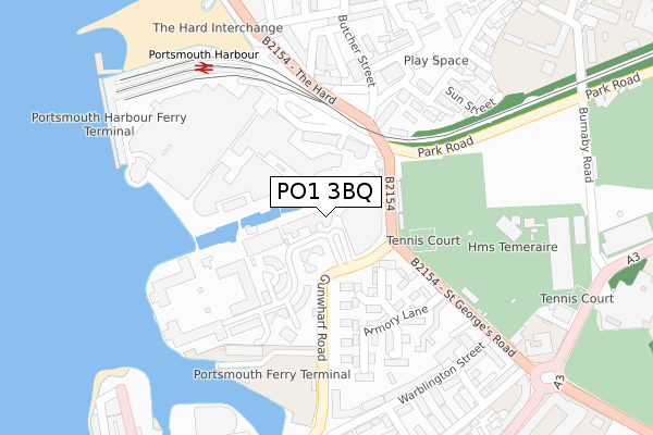 PO1 3BQ map - large scale - OS Open Zoomstack (Ordnance Survey)