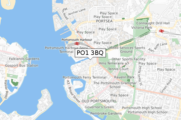 PO1 3BQ map - small scale - OS Open Zoomstack (Ordnance Survey)