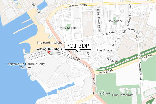 PO1 3DP map - large scale - OS Open Zoomstack (Ordnance Survey)