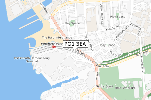 PO1 3EA map - large scale - OS Open Zoomstack (Ordnance Survey)