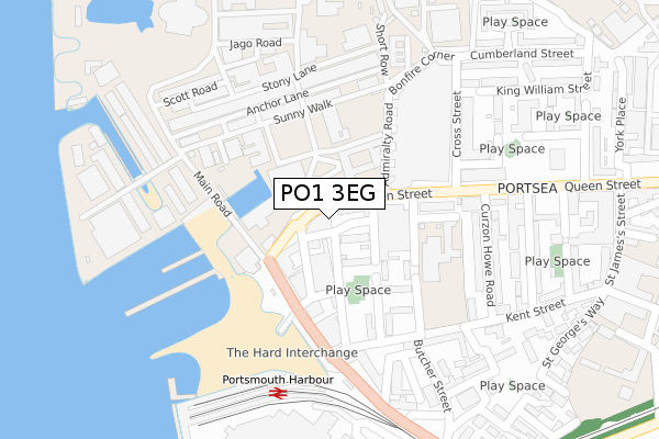 PO1 3EG map - large scale - OS Open Zoomstack (Ordnance Survey)
