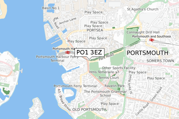 PO1 3EZ map - small scale - OS Open Zoomstack (Ordnance Survey)