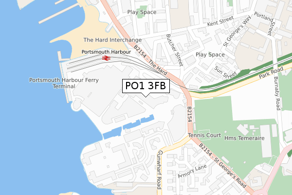 PO1 3FB map - large scale - OS Open Zoomstack (Ordnance Survey)