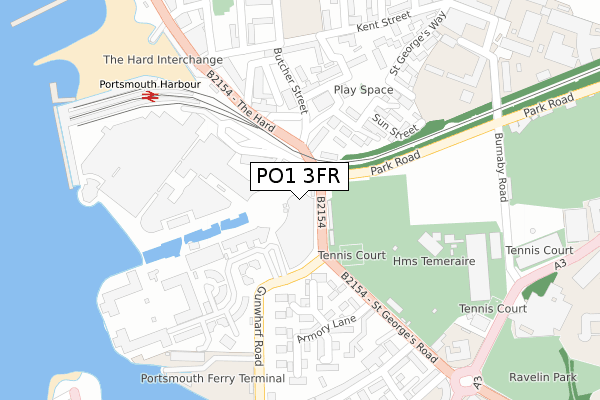 PO1 3FR map - large scale - OS Open Zoomstack (Ordnance Survey)