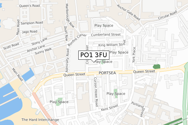 PO1 3FU map - large scale - OS Open Zoomstack (Ordnance Survey)