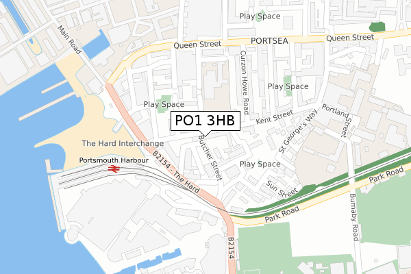 PO1 3HB map - large scale - OS Open Zoomstack (Ordnance Survey)