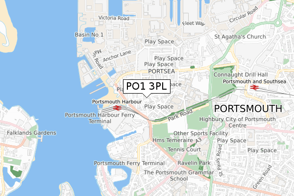 PO1 3PL map - small scale - OS Open Zoomstack (Ordnance Survey)