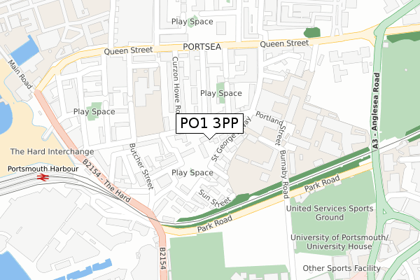 PO1 3PP map - large scale - OS Open Zoomstack (Ordnance Survey)