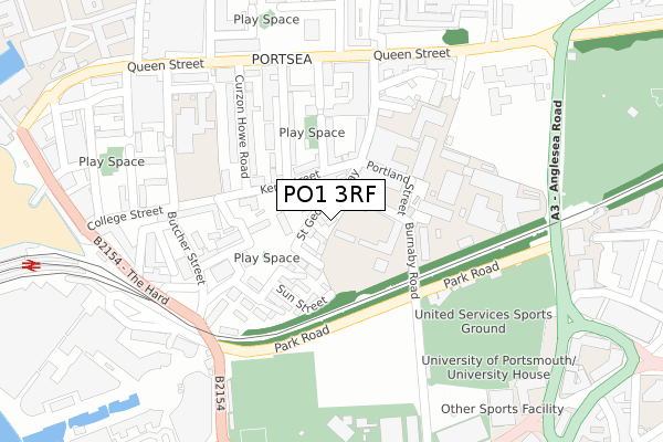 PO1 3RF map - large scale - OS Open Zoomstack (Ordnance Survey)